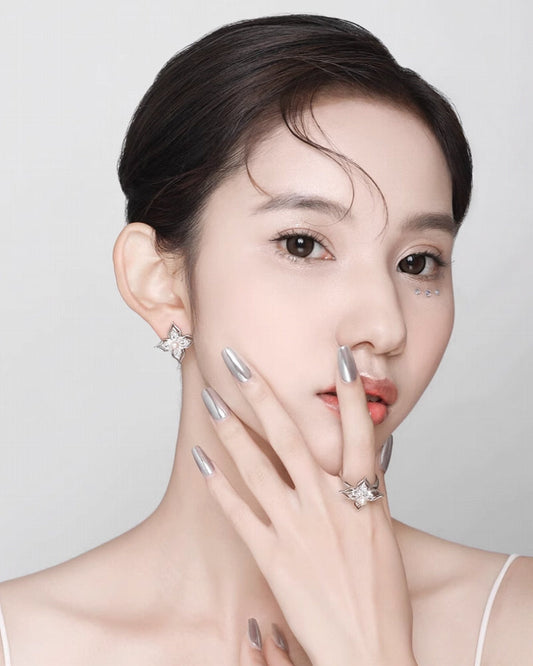 Aura Flower Pearl Open Ring