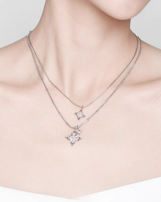 Aura Flower Pearl Layer Necklace