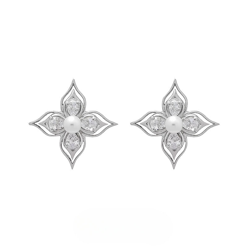 Aura Flower Pearl Earrings