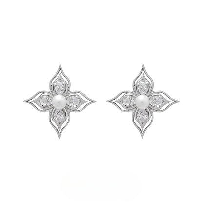 Aura Flower Pearl Earrings