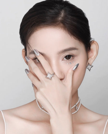 Aura Flower Pearl Open Ring
