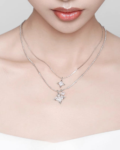 Aura Flower Pearl Layer Necklace